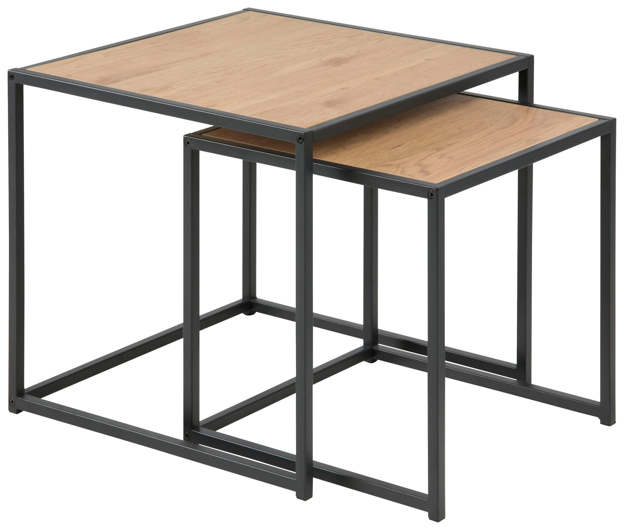 SATZTISCH quadratisch Eichefarben - Eichefarben/Schwarz, Trend, Metall (50/50/45,0cm) - MID.YOU