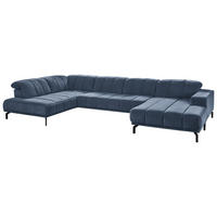 WOHNLANDSCHAFT in Velours Blau  - Blau/Schwarz, Design, Textil/Metall (219/383/195cm) - Beldomo Style