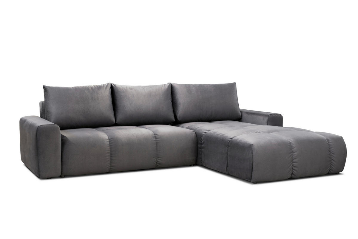 Colțar Extensibil, textil, negru - negru, Design, textil (302/90/217cm) - Carryhome