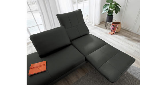 RÉCAMIERE in Echtleder Dunkelgrau - Chromfarben/Dunkelgrau, Design, Leder/Metall (209/85-109/95-16cm) - Dieter Knoll