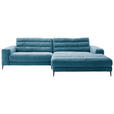 ECKSOFA Ottomane rechts  Petrol Cord  - Petrol/Schwarz, Design, Textil/Metall (296/207cm) - Dieter Knoll