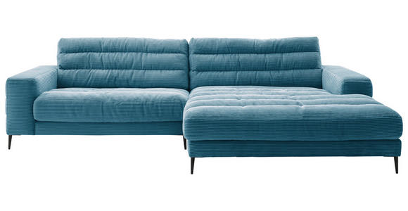 ECKSOFA Ottomane rechts  Petrol Cord  - Petrol/Schwarz, Design, Textil/Metall (296/207cm) - Dieter Knoll