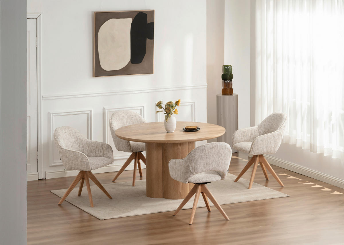 ESSTISCH 120/120/75 cm Echtholz, Nachbildung  Holz, Wellpappe rund Eichefarben  - Eichefarben, Design, Holz/Wellpappe (120/120/75cm) - Niels Andersson