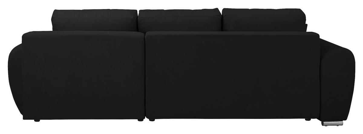 ECKSOFA in Mikrofaser Schwarz  - Silberfarben/Schwarz, Design, Textil/Metall (256/175cm) - Livetastic