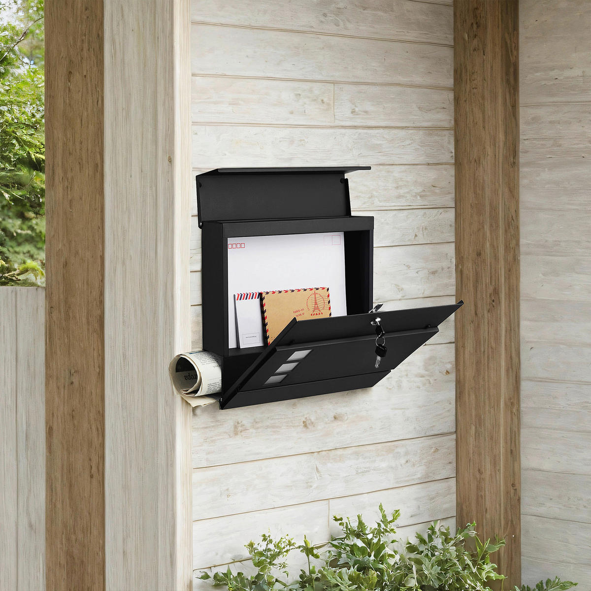 BRIEFKASTEN 37/37/10,5 cm  - Schwarz, Basics, Metall (37/37/10,5cm)