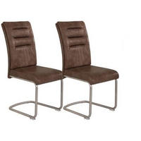 SCHWINGSTUHL-SET 2 Stück  in Edelstahl Mikrofaser  - Schlammfarben/Edelstahlfarben, MODERN, Textil/Metall (45/102/65cm) - MID.YOU