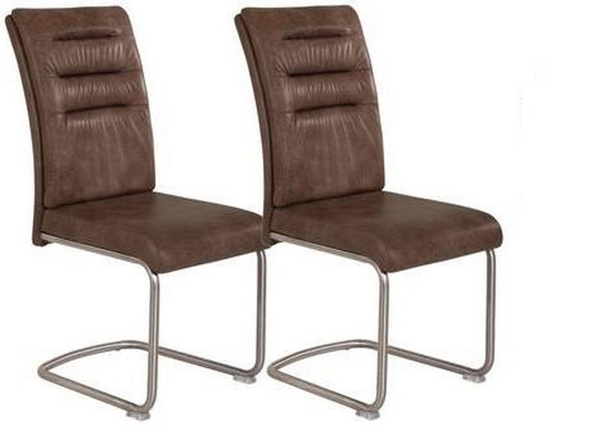 SCHWINGSTUHL-SET 2 Stück  in Edelstahl Mikrofaser  - Schlammfarben/Edelstahlfarben, MODERN, Textil/Metall (45/102/65cm) - MID.YOU