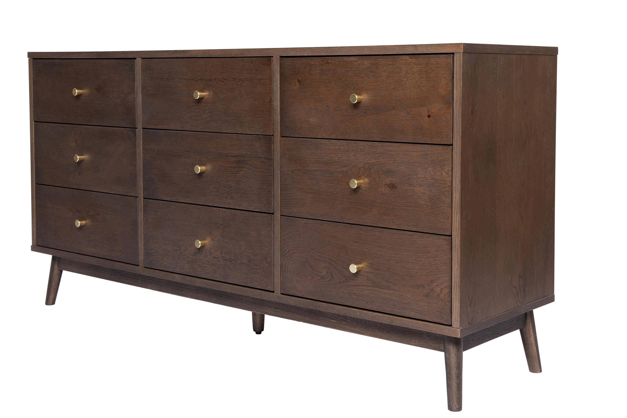 KOMMODE , 148/74/40 cm, 9 Schublade(n)  - Messingfarben/Walnussfarben, Design, Holz/Holzwerkstoff (148/74/40cm) - Livetastic
