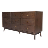 KOMMODE , 148/74/40 cm, 9 Schublade(n)  - Messingfarben/Walnussfarben, Design, Holz/Holzwerkstoff (148/74/40cm) - Livetastic