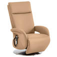 RELAXSESSEL in Leder Hellbraun  - Hellbraun/Edelstahlfarben, Design, Leder/Metall (70/108/80cm) - Cantus