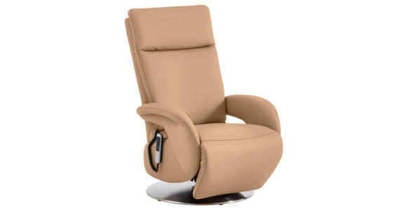 RELAXSESSEL in Leder Hellbraun - Hellbraun/Edelstahlfarben, Design, Leder/Metall (70/108/80cm) - Cantus