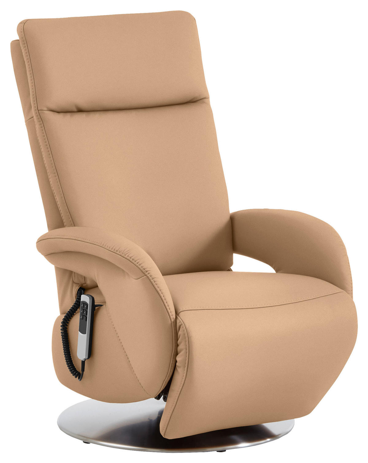 RELAXSESSEL in Leder Hellbraun  - Hellbraun/Edelstahlfarben, Design, Leder/Metall (70/108/80cm) - Cantus