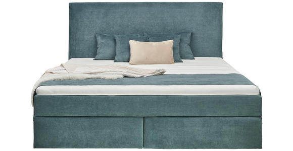 BOXSPRINGBETT 180/200 cm  in Azurblau  - Azurblau/Schwarz, Design, Kunststoff/Textil (180/200cm) - Hom`in