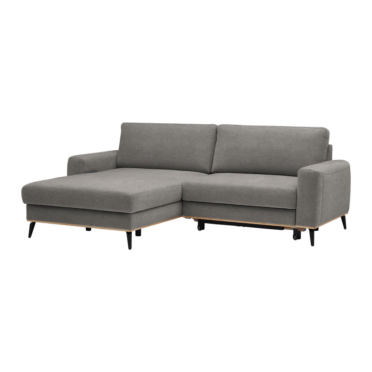 ECKSOFA in Chenille Taupe  - Taupe/Schwarz, Konventionell, Holz/Textil (167/234cm) - MID.YOU