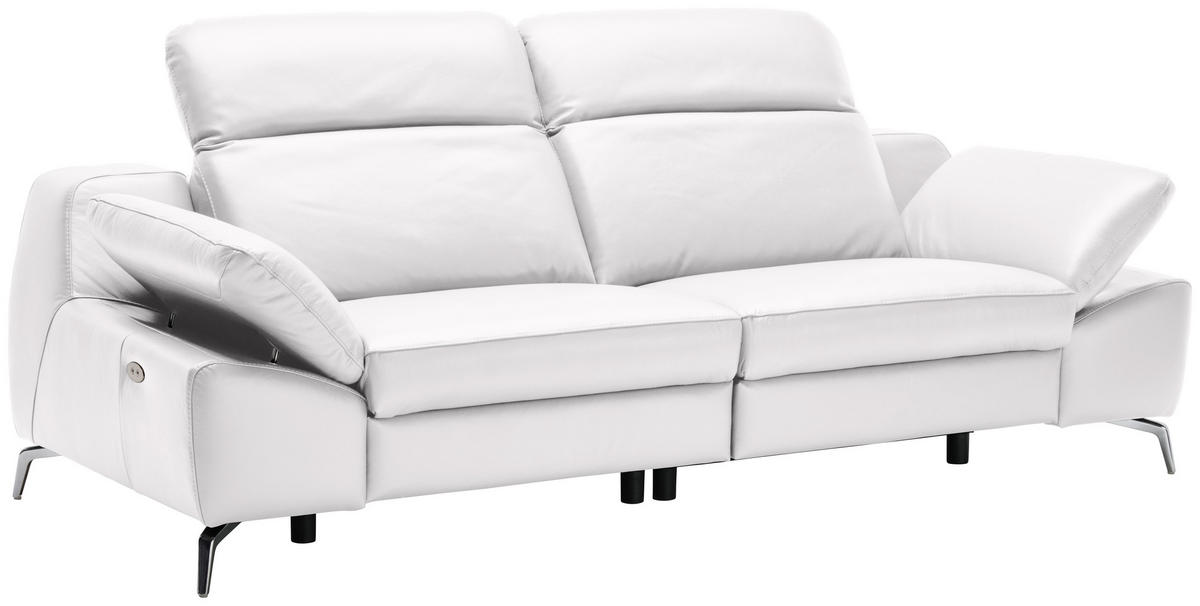 HÁROMÜLÉSES KANAPÉ bőr fehér  - krómszínű/fekete, Design, műanyag/bőr (234/83-99/110cm) - Celina Home