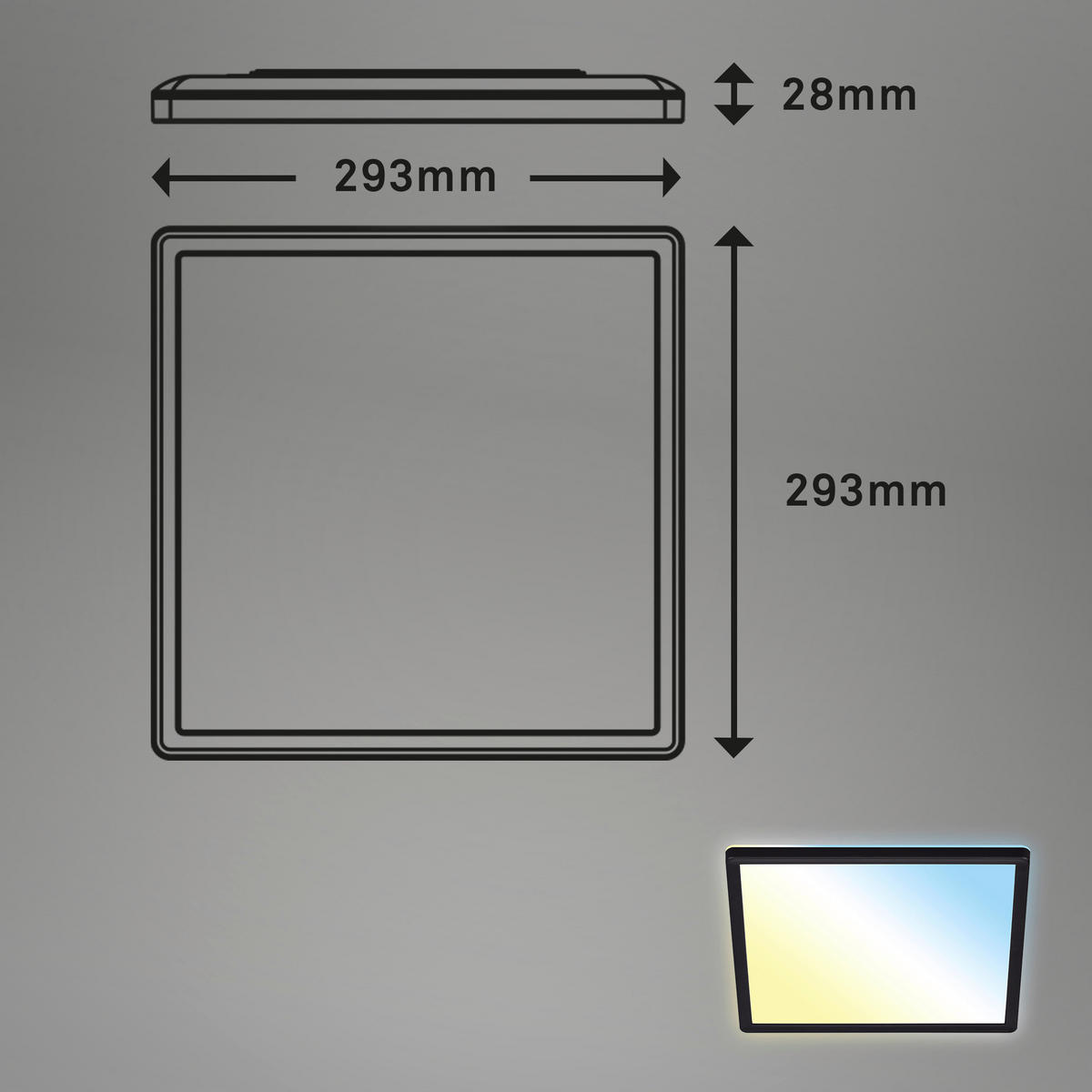LED-PANEEL 29,3/29,3/2,8 cm   - Schwarz, Design, Kunststoff (29,3/29,3/2,8cm) - Briloner