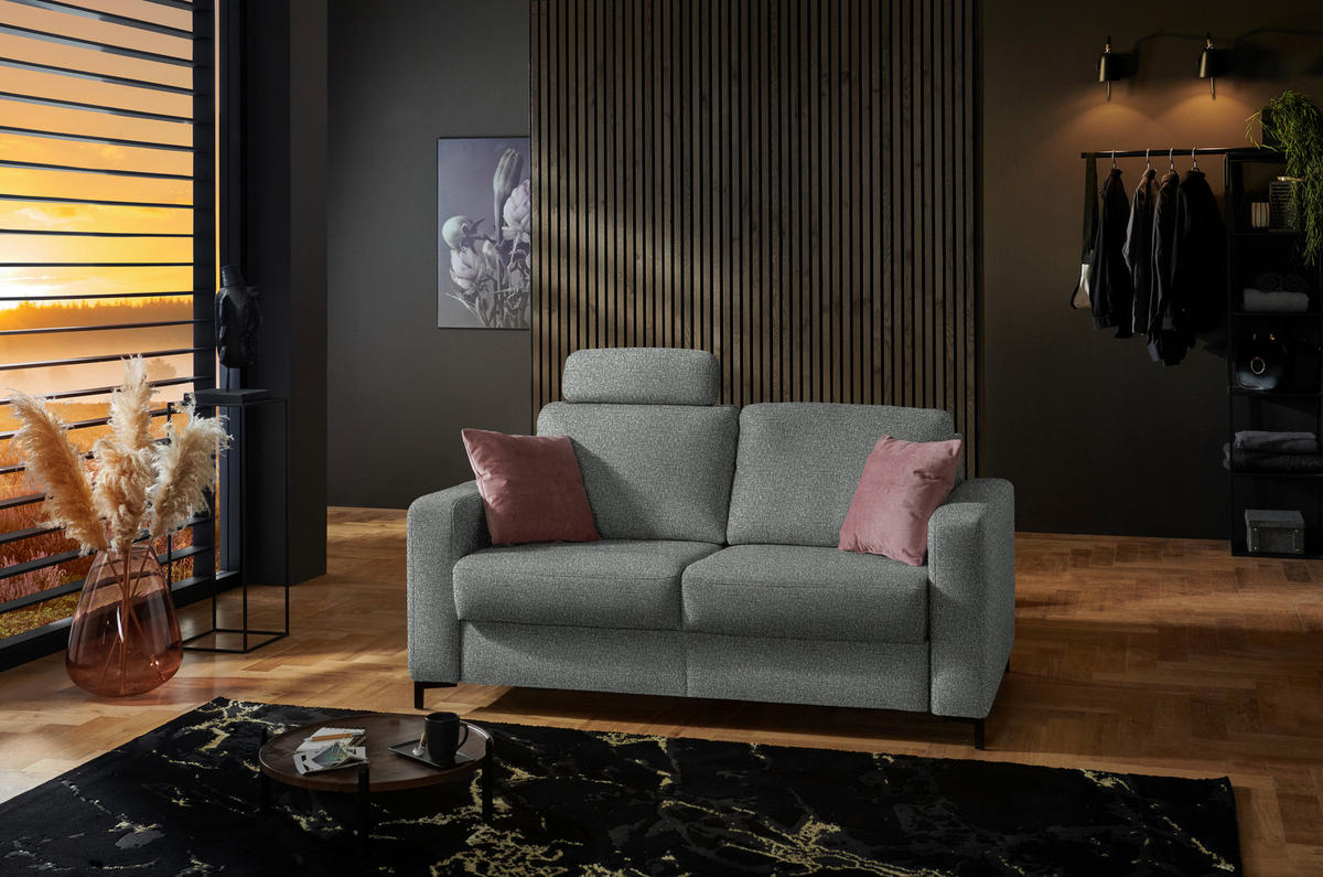 SCHLAFSOFA Webstoff Grau Fussart wählbar, Stoffauswahl, Schlafen auf Sitzhöhe, Armteil rechts, Armteil links, Rückenfutter  - Schwarz/Grau, Konventionell, Textil/Metall (196/87/103cm) - Dieter Knoll