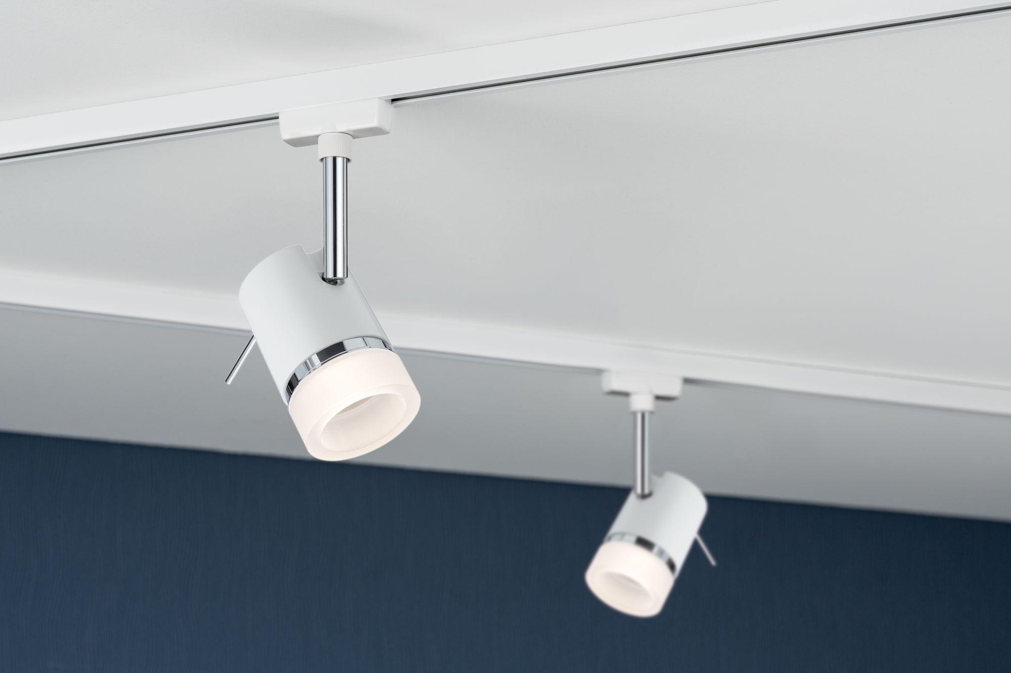 SCHIENENSYSTEM-STRAHLER - Chromfarben/Weiß, Design, Metall (10/15cm) - Paulmann
