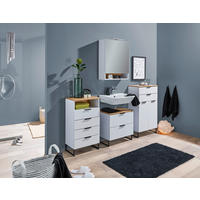 MIDISCHRANK 60/106/32 cm  - Eichefarben/Schwarz, KONVENTIONELL, Holzwerkstoff/Metall (60/106/32cm) - home24