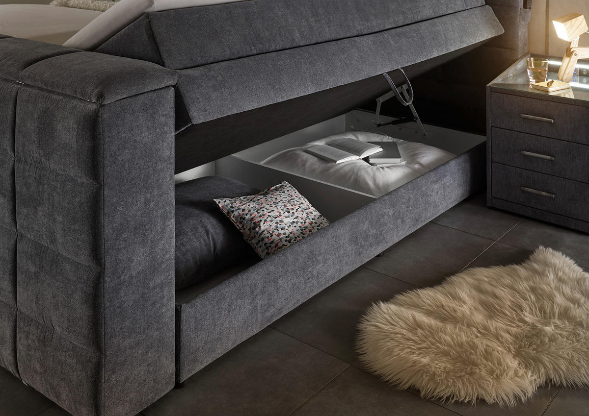 BOXSPRING-ÁGY 180/200 cm  antracit  - antracit, Konventionell, textil (180/200cm) - Carryhome