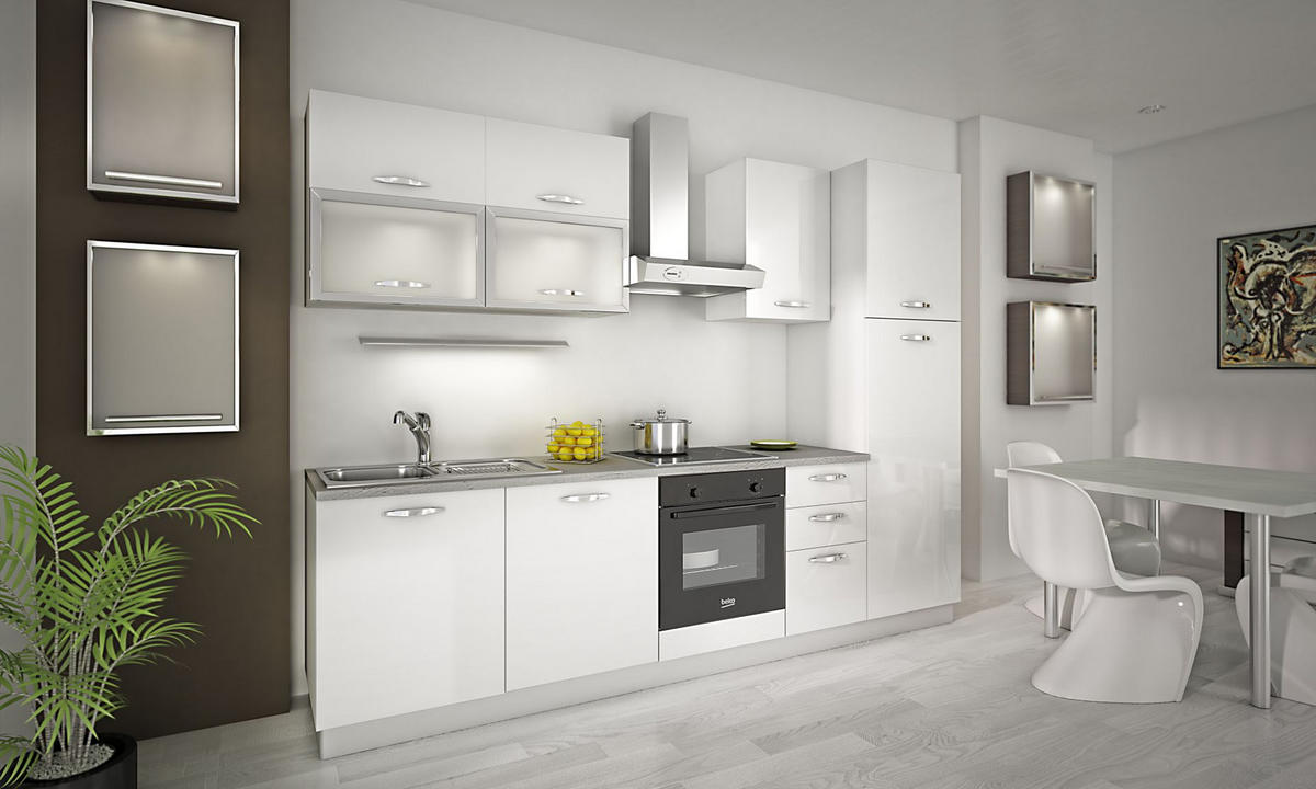 BLOK KUHINJA S APARATIMA  bijela  - bijela/boje aluminija, Basics, drvni materijal/plastika (285/216/60cm) - Xora
