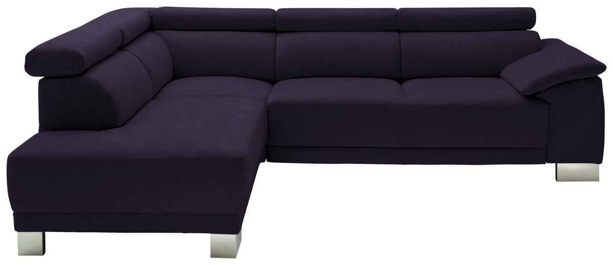 ECKSOFA in Mikrofaser Schwarz  - Chromfarben/Schwarz, Design, Holz/Textil (205/270cm) - Pure Home Lifestyle