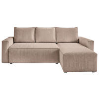 ECKSOFA Beige Cord Rückenkissen, Bettkasten, Schlaffunktion, Rücken echt, Liegefläche im Originalstoff  - Beige/Schwarz, MODERN, Kunststoff/Textil (232/140cm) - Xora