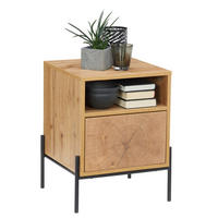 NOĆNI STOČIĆ crna, boja hrasta  - boja hrasta/crna, Dizajnerski, metal/pločasti materijal (44/55/40cm) - Carryhome