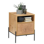 NACHTSCHRANK 44/55/40 cm - Eichefarben/Schwarz, Design, Holzwerkstoff/Metall (44/55/40cm) - Carryhome