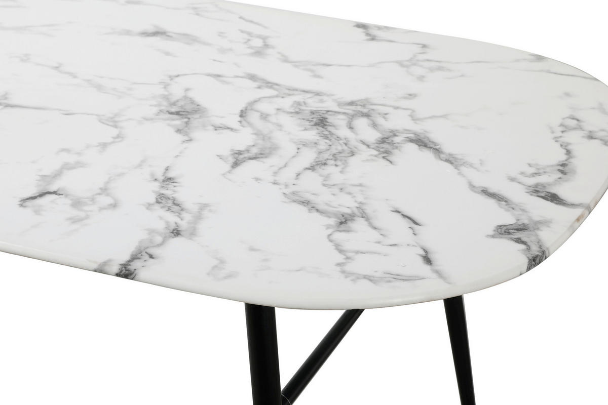 ESSTISCH in Metall, Glas 160/90/77 cm  - Schwarz/Weiß, Design, Glas/Metall (160/90/77cm) - Livetastic