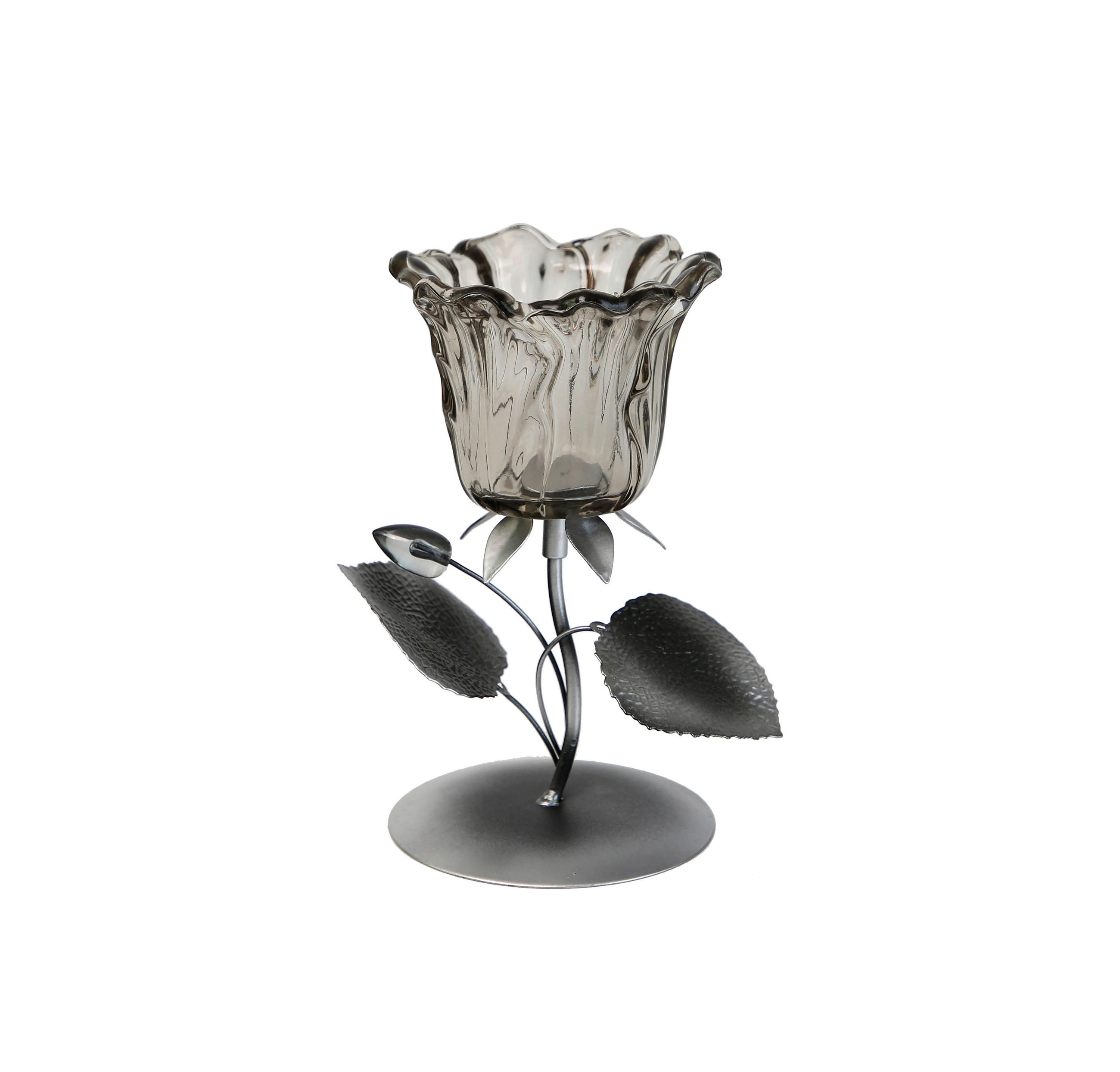 KERZENHALTER - Silberfarben/Schwarz, Basics, Glas/Kunststoff (12/18/10cm) - Ambia Home