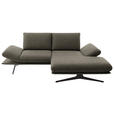 ECKSOFA  in Flachgewebe Braun Rücken echt, Armteilverstellung, Relaxfunktion  234/155 cm  - Schwarz/Braun, Design, Textil/Metall (234/155cm) - Dieter Knoll