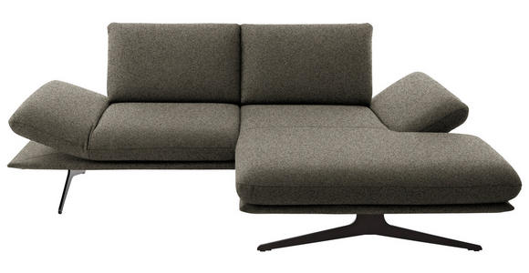 ECKSOFA  in Flachgewebe Braun Rücken echt, Armteilverstellung, Relaxfunktion  234/155 cm  - Schwarz/Braun, Design, Textil/Metall (234/155cm) - Dieter Knoll