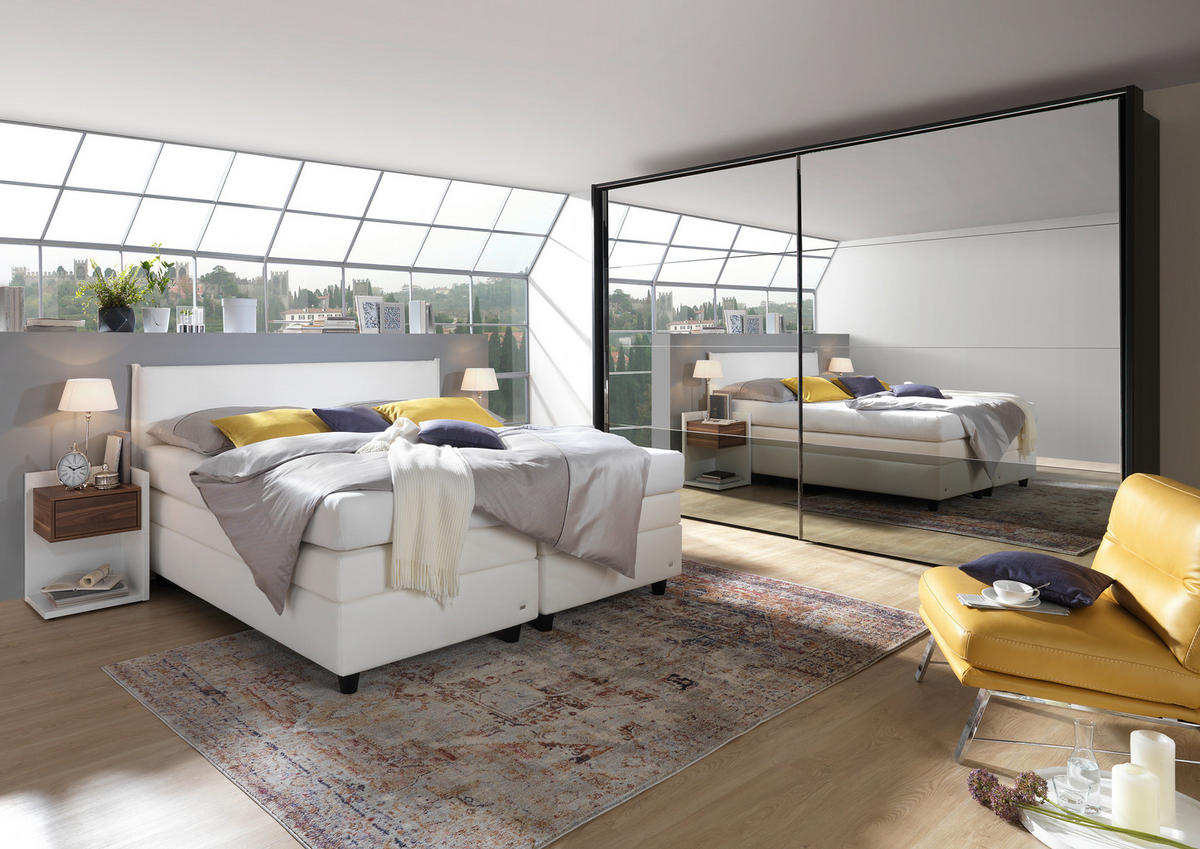 BOXSPRINGBETT 200/200 cm  in Weiss  - Weiss/Schwarz, Konventionell, Kunststoff/Textil (200/200cm) - RUF Betten
