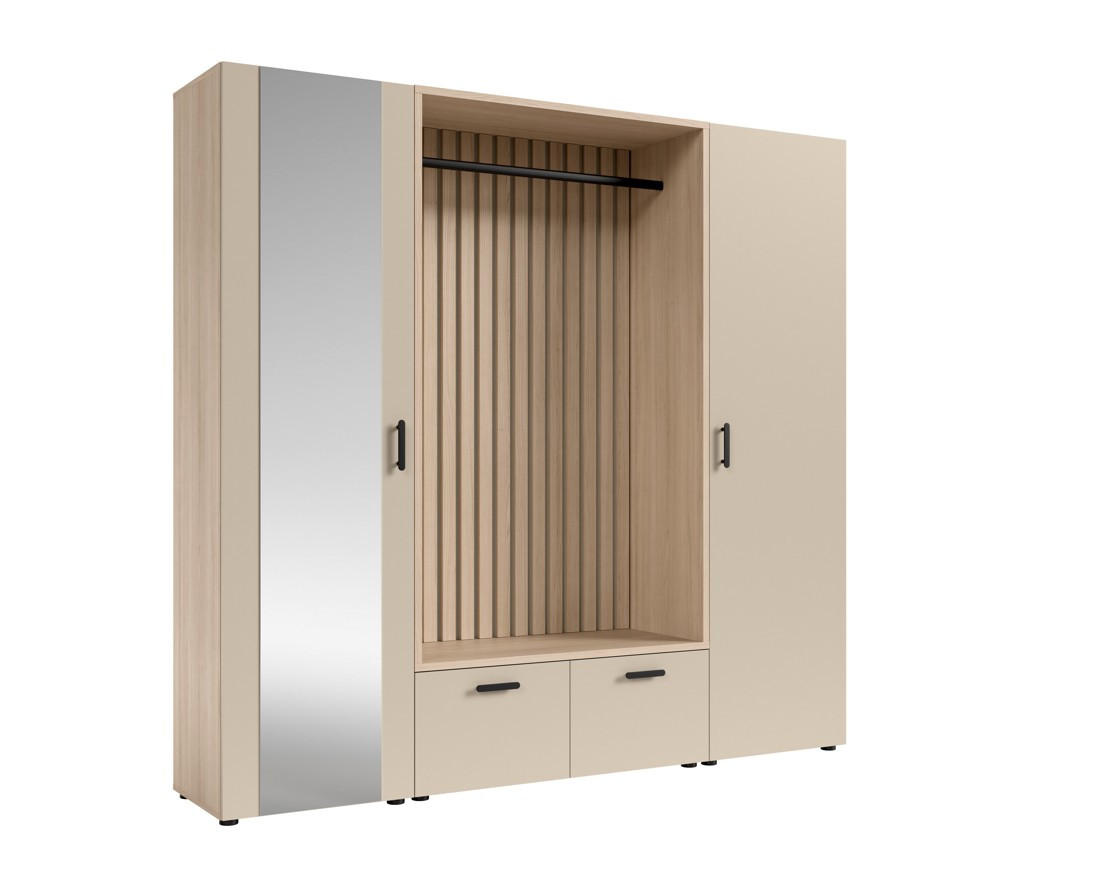GARDEROBE  in 210/200/45 cm  - Kaschmir/Eichefarben, Design, Glas/Holzwerkstoff (210/200/45cm) - Livetastic