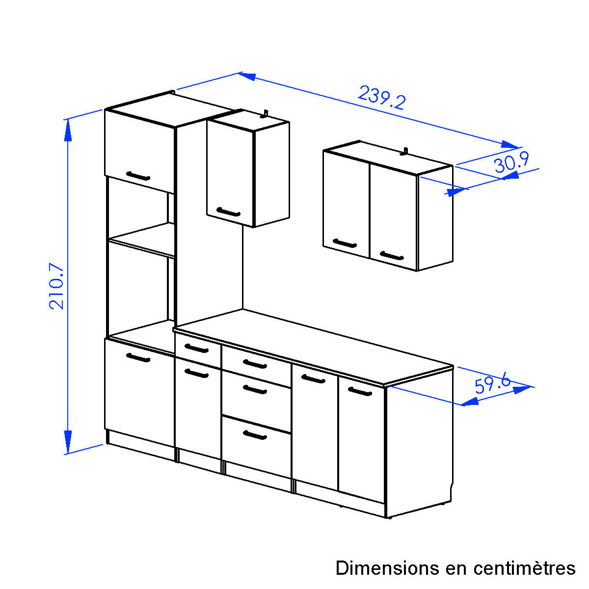 KÜCHENLEERBLOCK   in Beige, Beigebraun  - Beige/Beigebraun, Trend, Holzwerkstoff/Metall (240/211/60cm) - MID.YOU