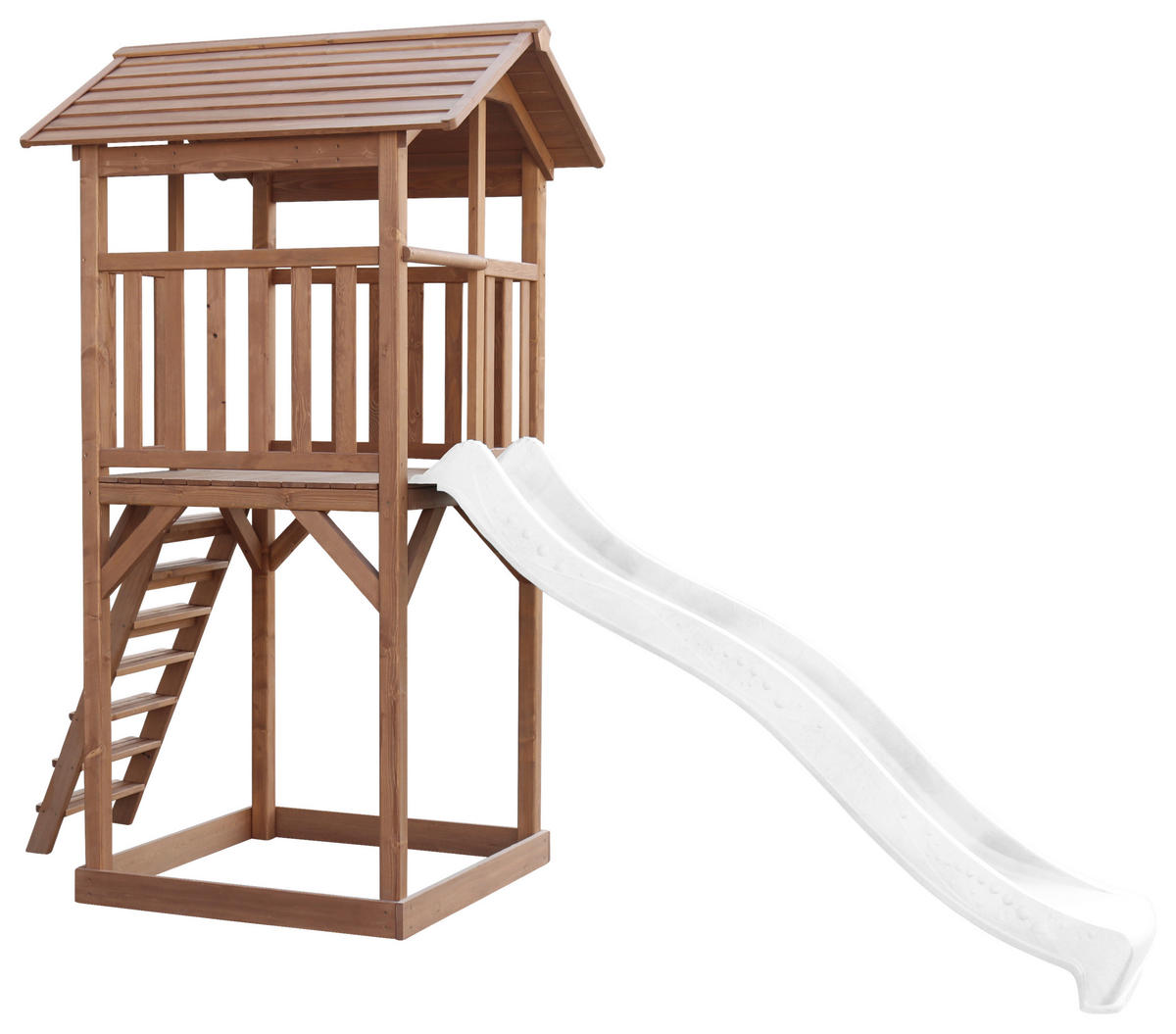SPIELTURM 111,2/241,9/349 cm  - Braun/Weiß, KONVENTIONELL, Holz/Kunststoff (111,2/241,9/349cm) - Ambia Garden
