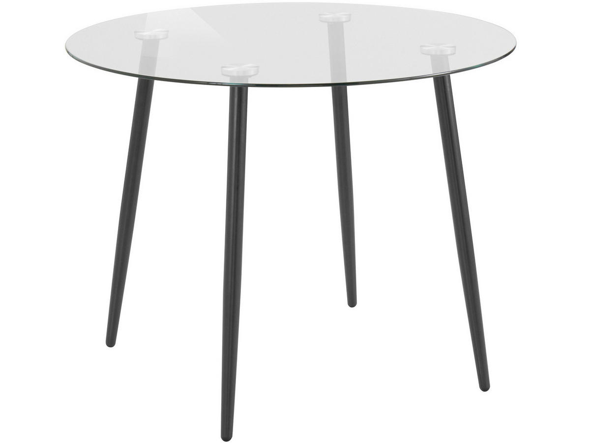 ESSTISCH in Metall, Glas  - Transparent/Schwarz, Design, Glas/Metall (100/75/100cm) - MID.YOU