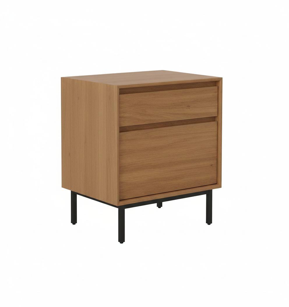 NACHTKÄSTCHEN 40/50/35 cm  in Hartholz Mangoholz Walnussfarben  - Walnussfarben/Schwarz, MODERN, Holz/Metall (40/50/35cm) - MID.YOU