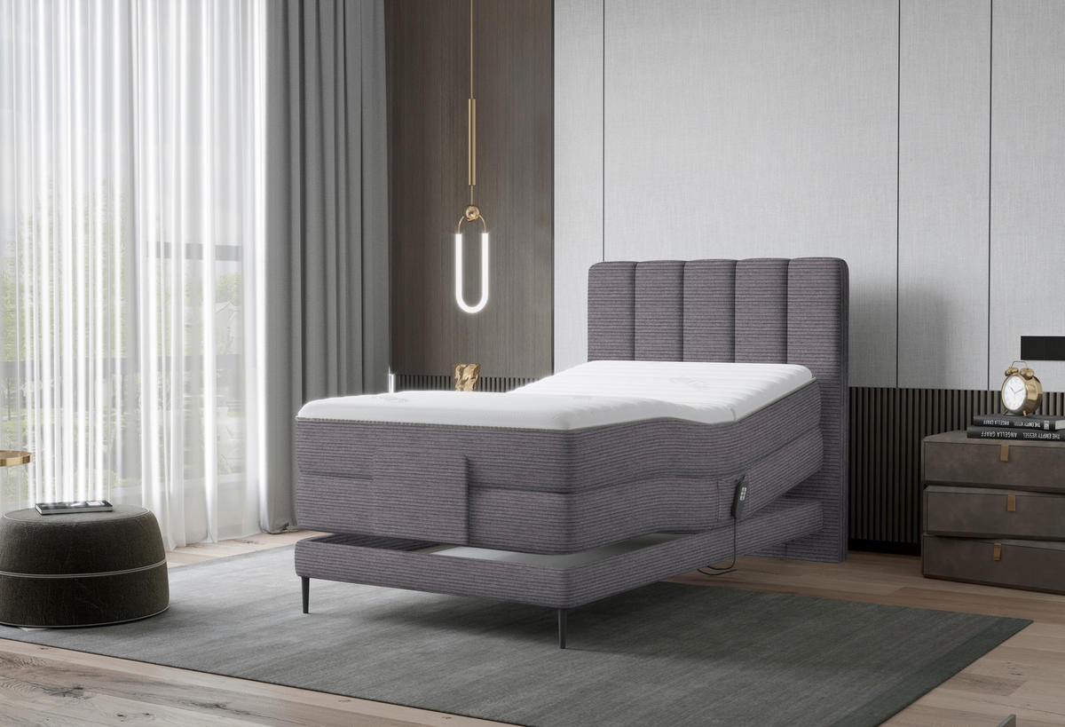 BOXSPRINGBETT 120/200 cm  in Grau  - Schwarz/Grau, Natur, Textil/Metall (120/200cm) - Esposa