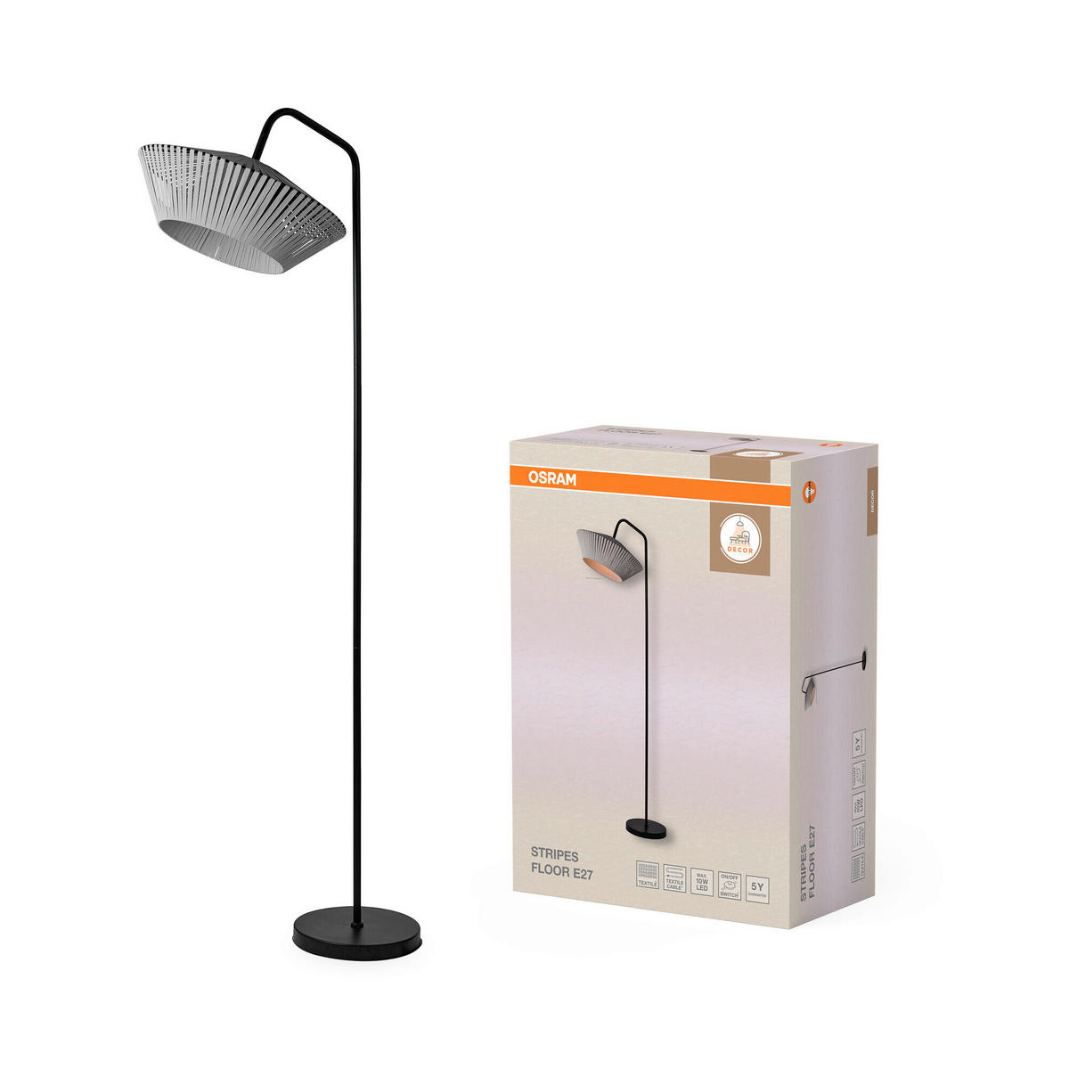 STEHLEUCHTE 40,5/56,8/164 cm   - Dunkelgrau, Basics, Textil/Metall (40,5/56,8/164cm) - Osram