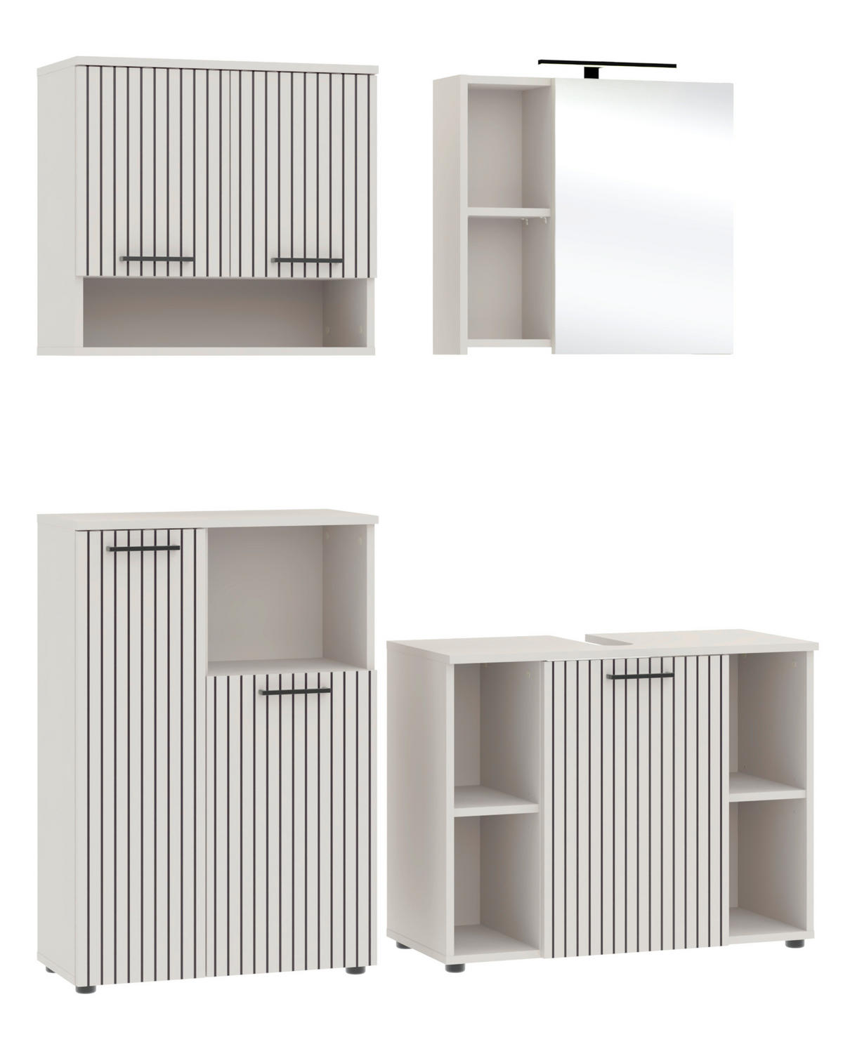 Baie 4 piese, 155 cm - cașmir/negru, Trend, sticlă/metal (155cm) - Respekta