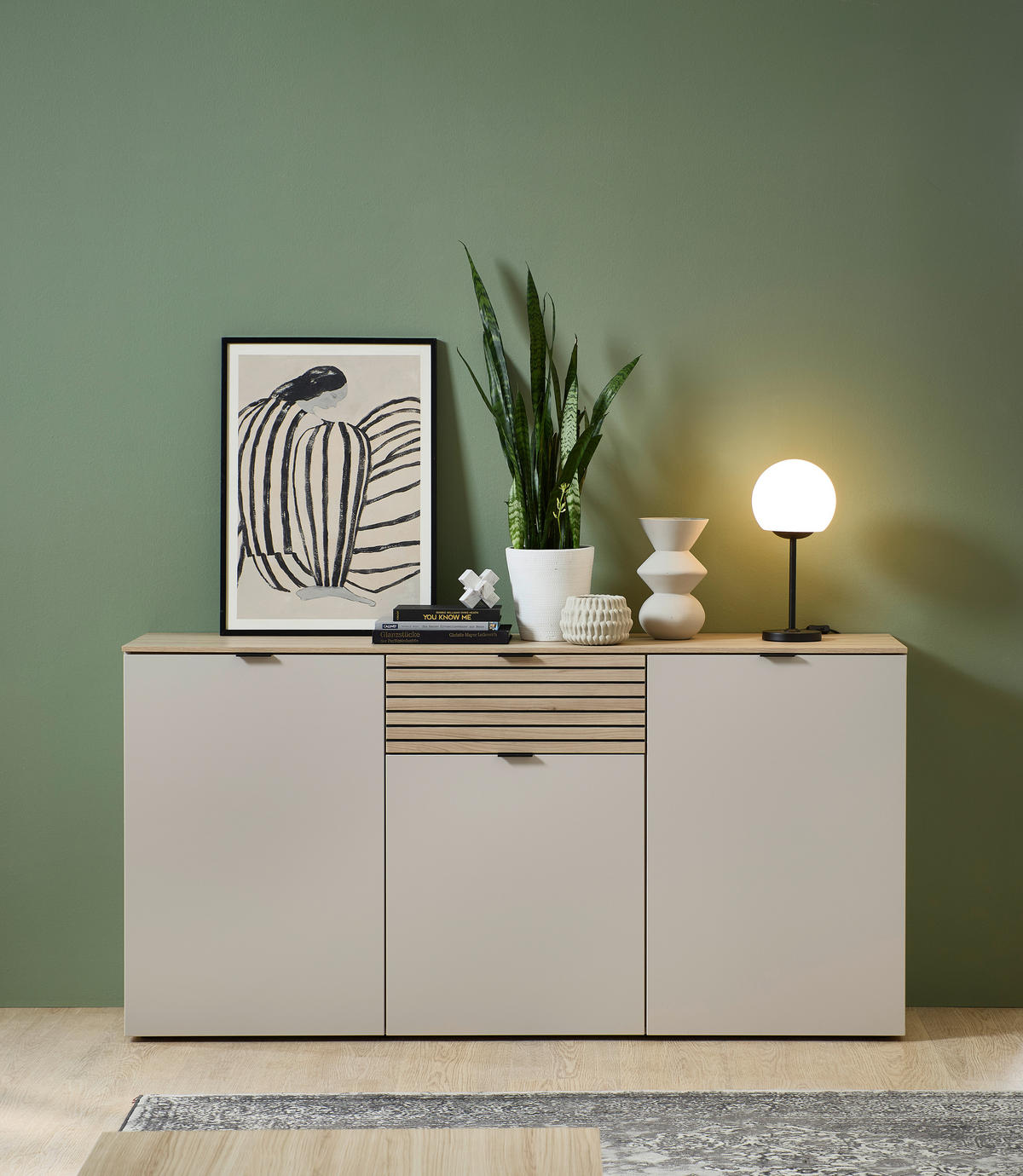 TÁLALÓSZEKRÉNY 180/90/45 cm  - fekete/kasmír, Modern, faalapú anyag/fém (180/90/45cm) - Hom`in