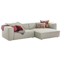 ECKSOFA around the block Weiß Echtleder Rückenkissen, Rücken echt  - Schwarz/Weiß, MODERN, Leder/Kunststoff (300/164cm) - Chilliano
