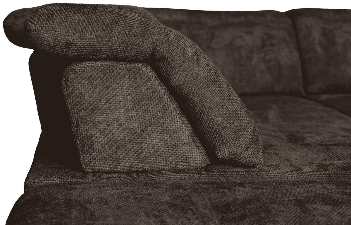 WOHNLANDSCHAFT in Struktur Mokka  - Schwarz/Mokka, KONVENTIONELL, Textil/Metall (253/357/188cm) - Carryhome