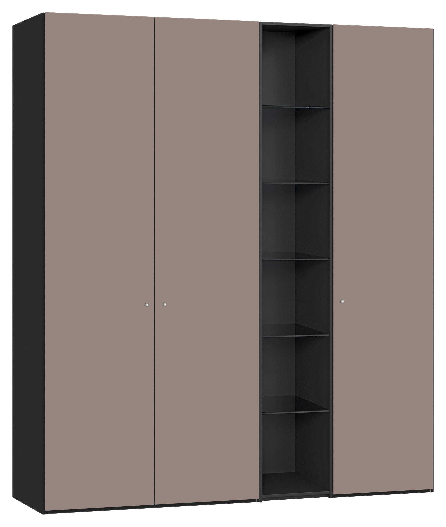 DREHTÜRENSCHRANK 191/220/59 cm,  in Braun, Schwarz, 3-türig  - Silberfarben/Schwarz, Design, Glas/Holzwerkstoff (191/220/59cm) - Jutzler