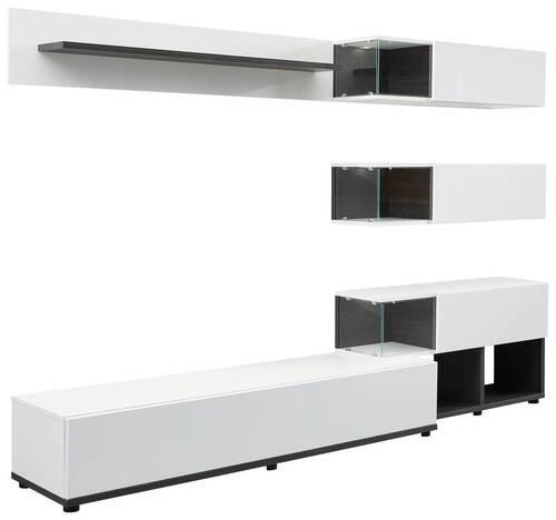 SZEKRÉNYSOR gyöngyház, magasfényű fehér  - fekete/gyöngyház, Design, műanyag/faalapú anyag (240/150/40cm) - MID.YOU