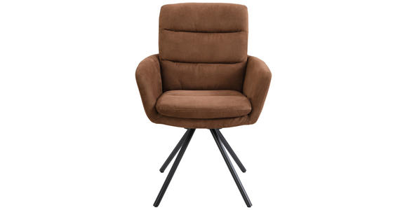 ARMLEHNSTUHL in Eisen Webstoff - Cognac/Schwarz, Design, Textil/Metall (62/89/65cm) - Cantus