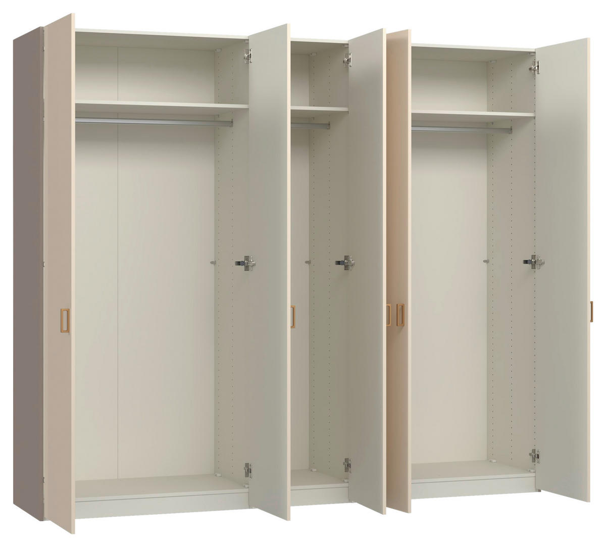 DREHTÜRENSCHRANK 253/220/59 cm,  in Creme, Hellbraun, 5-türig  - Hellbraun/Creme, Design, Glas/Holzwerkstoff (253/220/59cm) - Jutzler