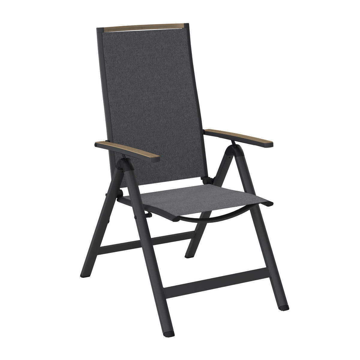 GARTENKLAPPSESSEL Metall, Textil Grau, Naturfarben  - Naturfarben/Grau, Lifestyle, Textil/Metall (59/112/72cm) - Ambia Garden